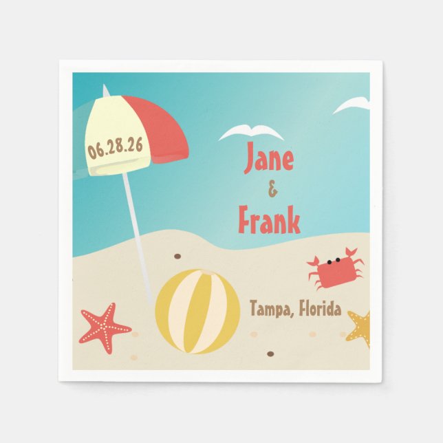 Personalisiert Beach Wedding Napkins Serviette (Vorderseite)