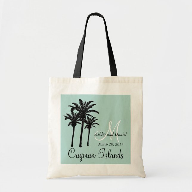 Personalisiert Beach Wedding Tote Bag Palme Tragetasche (Vorne)