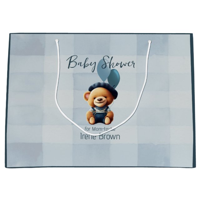 Personalisiert Bear Jean Baby Showbeutel Große Geschenktüte (Vorderseite)