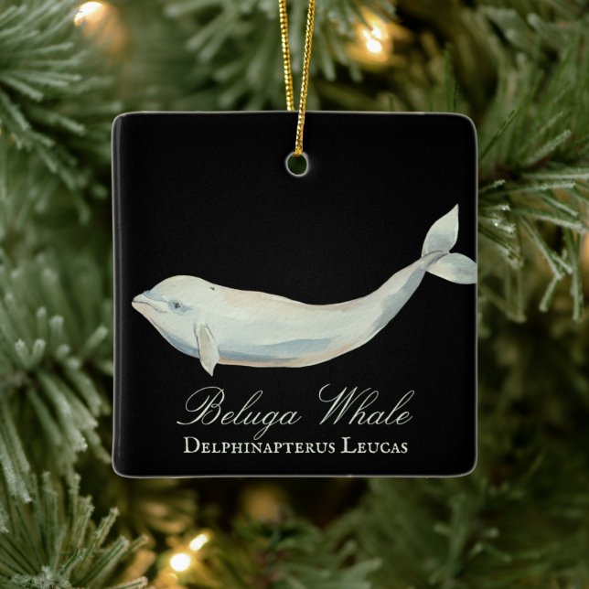Personalisiert Beautiful Beluga Whale Weihnachten Keramikornament (Baum)