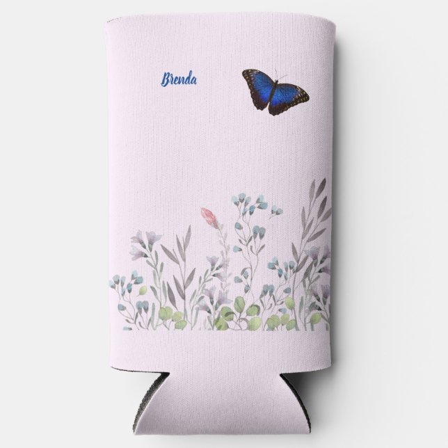 Personalisiert Beautiful Blue Morpho Butterfly Lil Selters Dosenkühler (Vorderseite)