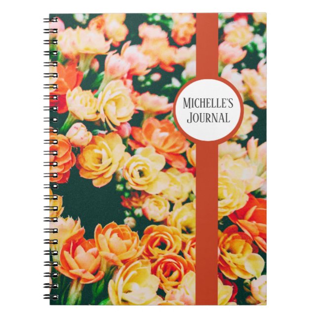 Personalisiert Beautiful Floral Journal / Notebook Notizblock (Vorderseite)