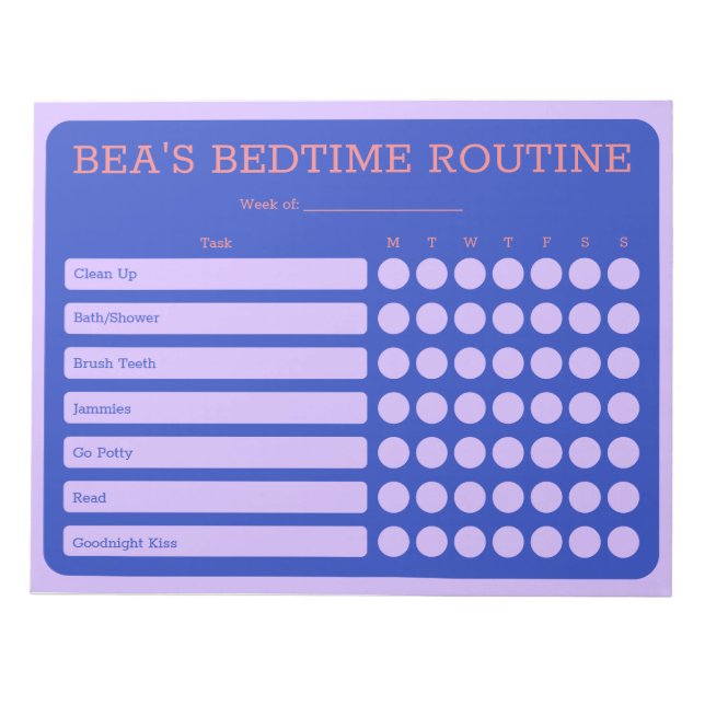 Personalisiert Bedtime 11" x 8,5" Notepad - 40 Sei Notizblock (Vorderseite)