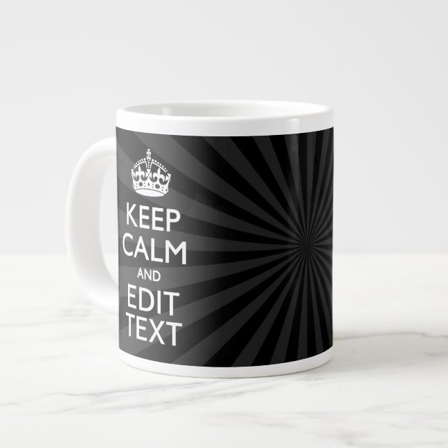 Personalisiert BEHALTEN CALM Ihren Text Black Sunb Jumbo-Tasse (Vorderseite Links)