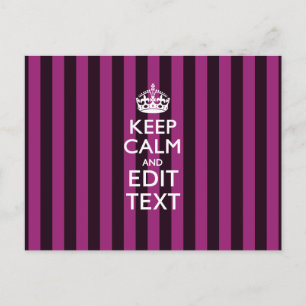 Personalisiert BEHALTEN CALM Ihren Text Fuchsia St Postkarte