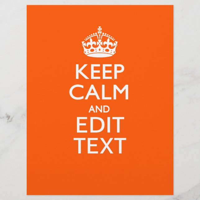Personalisiert BEHALTEN CALM Ihren Text Orange Acc (Vorderseite)