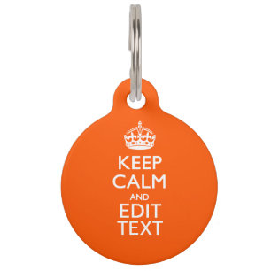 Personalisiert BEHALTEN CALM Ihren Text Orange Acc Haustiermarke