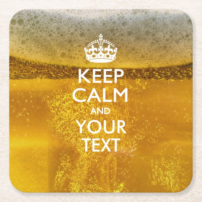 Personalisiert BEHALTEN CALM und Ihr Text auf Bier Rechteckiger Pappuntersetzer (Vorderseite)