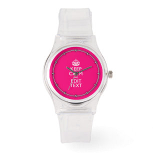 Personalisiert BEHALTEN CALM und Ihr Text auf Fuch Armbanduhr