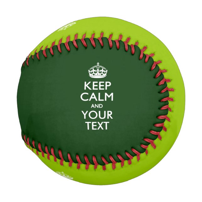 Personalisiert BEHALTEN CALM und Ihr Text auf grün Baseball (Rückseite Links)