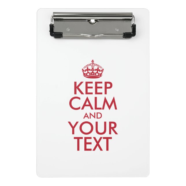 Personalisiert BEHALTEN CALM und IHRER TEXT Mini Klemmbrett (Vorderseite)
