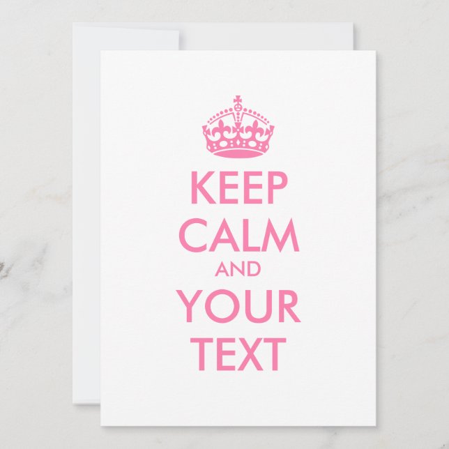 Personalisiert BEHALTEN CALM und IHRER TEXT - rosa (Vorderseite)