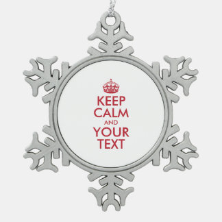 Personalisiert BEHALTEN CALM und IHRER TEXT Schneeflocken Zinn-Ornament
