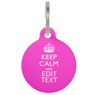 Personalisiert BEHALTEN CALM und Text lebhaft rosa Tiernamensmarke
