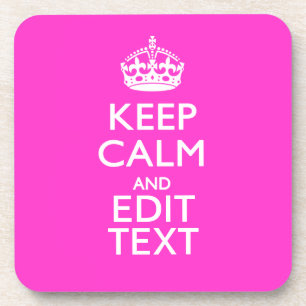 Personalisiert BEHALTEN CALM und Text lebhaft rosa Untersetzer