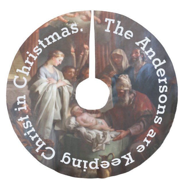 Personalisiert Behalten Christus im Weihnachtsbaum Polyester Weihnachtsbaumdecke (Vorderseite)