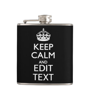 Personalisiert BEHALTEN KALM Ihren Text auf schwar Flachmann