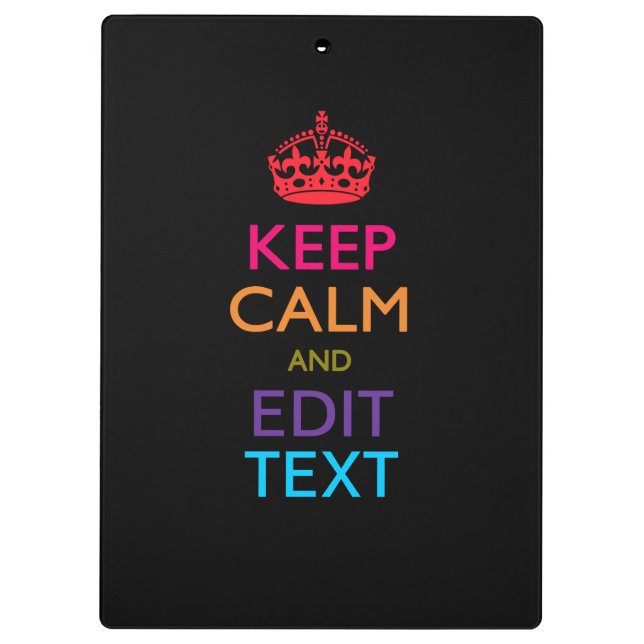 Personalisiert BEHALTEN KALM Ihren Text mehrfarbig Klemmbrett (Rückseite)