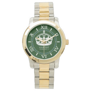 Personalisiert Behalten, ruhige Krone in waldgrüne Armbanduhr
