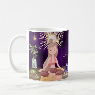 Personalisiert bei Peace Yoga Girl and Crystals Kaffeetasse