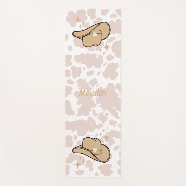 Personalisiert Beige Cowgirl Rodeo Yogamatte (Vorderseite)