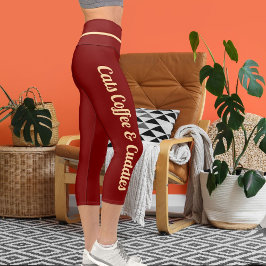 Personalisiert Beige Deep Red High Waisted Capris