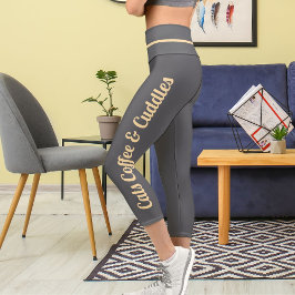 Personalisiert Beige Dunkelgrau High Waisted Capri Leggings
