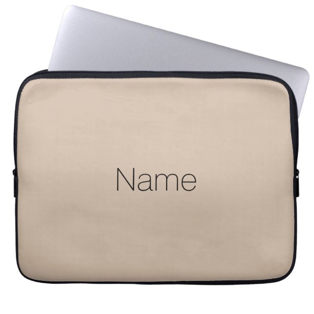 Personalisiert beige Farbe Text monogramm elegant Laptopschutzhülle (Vorderseite)