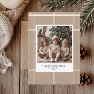 Personalisiert Beige Frohe Weihnachts-Foto Einladung