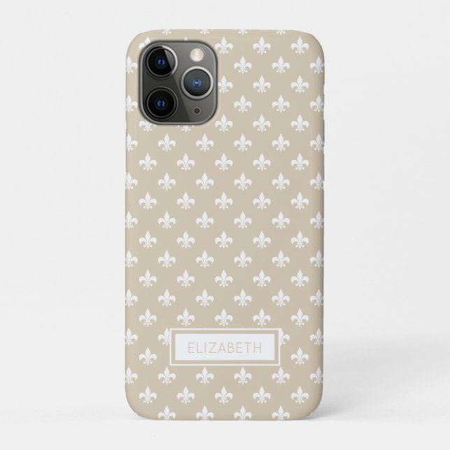 Personalisiert Beige Weiße Lilie Muster Case-Mate iPhone Hülle (Rückseite)