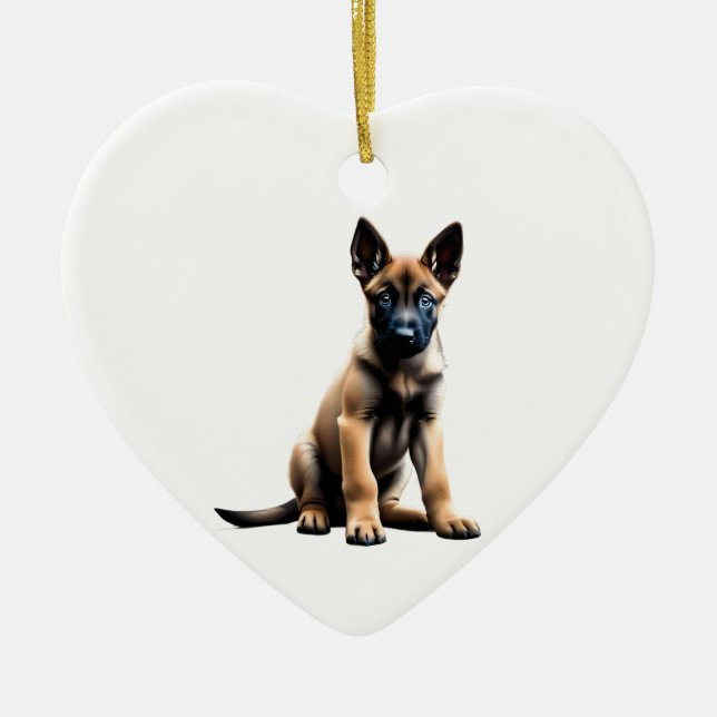 Personalisiert belgische Malinois Puppy Keramik Ornament (Vorne)
