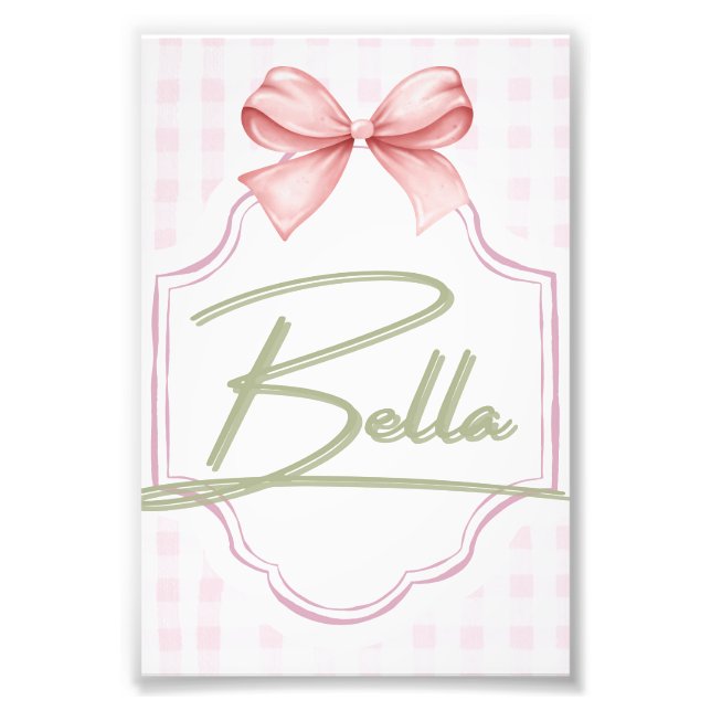 Personalisiert Bella Baby Girl Kinderzimmer Bow&Gi Fotodruck (Vorne)