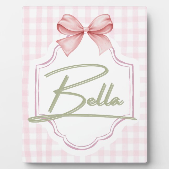 Personalisiert Bella Baby Girl Kinderzimmer Bow&Gi Fotoplatte (Vorderseite)