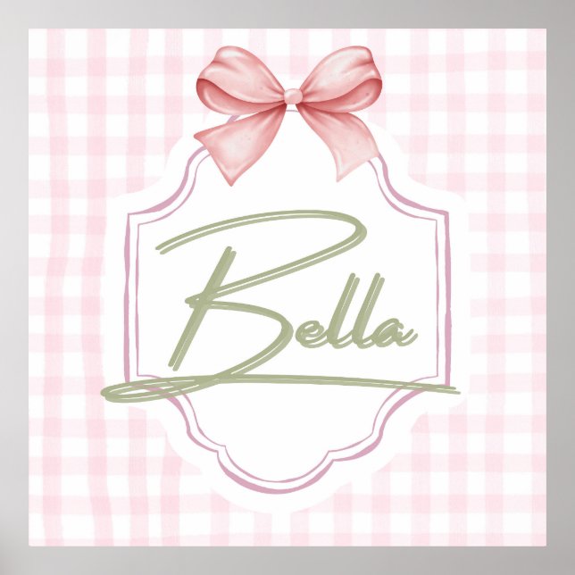 Personalisiert Bella Baby Girl Kinderzimmer Bow&Gi Poster (Vorne)