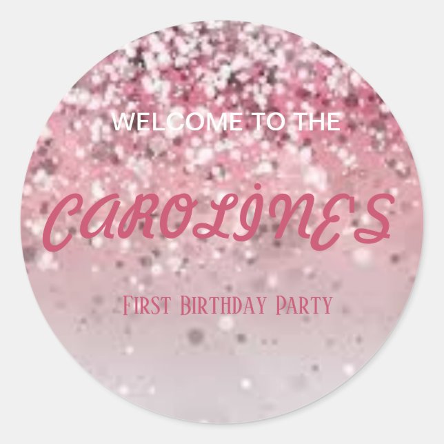 Personalisiert Bereit zum Pop Babydusche Girl Pink Runder Aufkleber (Vorderseite)