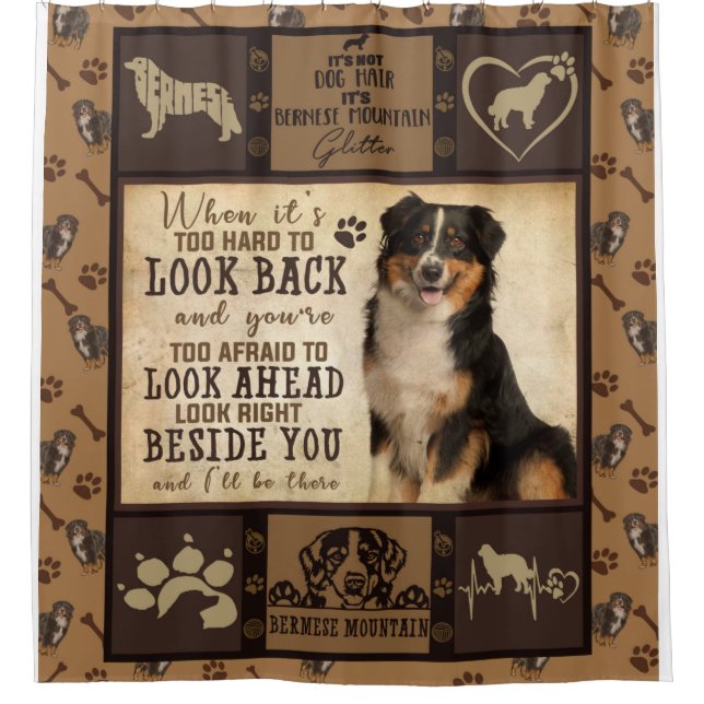 Personalisiert Bermese Hunde Blanket Geschenk Duschvorhang (Vorderseite)