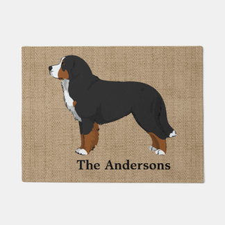 Personalisiert Bernese Mountain Dog Tan Burlap Fußmatte