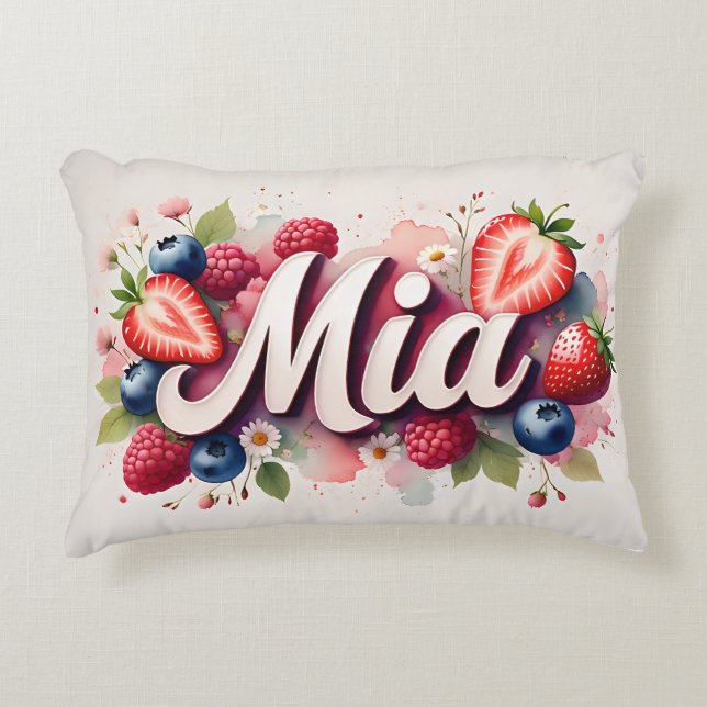 Personalisiert Berry Floral Name Pillow - Mia Dekokissen (Vorderseite)