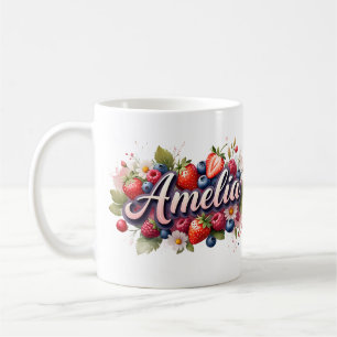 Personalisiert Berry Floral Name Tasse - Amelia