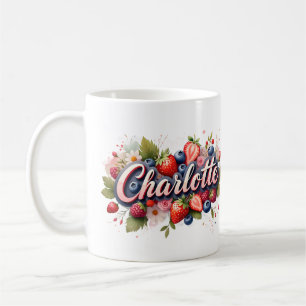Personalisiert Berry Floral Name Tasse - Charlotte