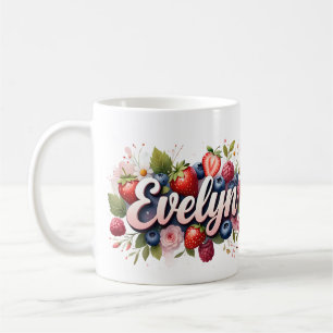 Personalisiert Berry Floral Name Tasse - Evelyn