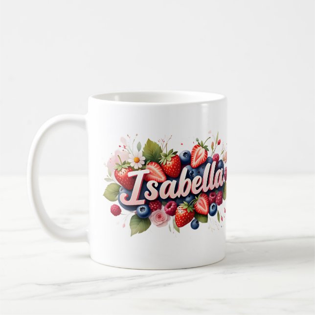 Personalisiert Berry Floral Name Tasse - Isabella (Links)