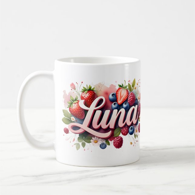 Personalisiert Berry Floral Name Tasse - Luna (Links)