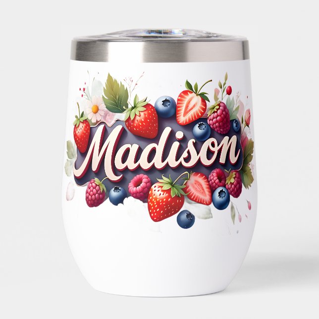 Personalisiert Berry Floral Tumbler - "Madison" (Vorderseite)