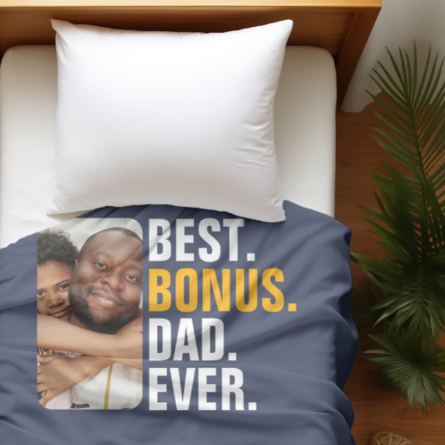 Personalisiert Best Bonus Vater je Stepfather Fleecedecke (Personalized Best Bonus Dad Ever Stepfather Fleece Blankets from Ricaso. Stepdad Father's Day gifts)