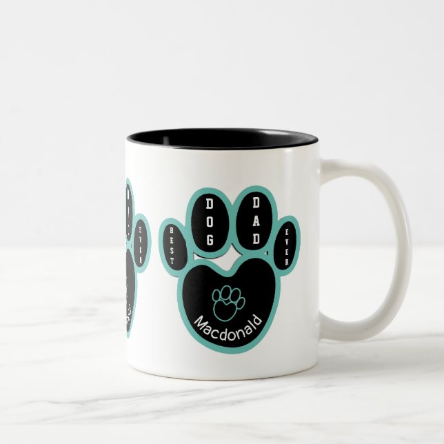 Personalisiert BEST DOG VATER JE Zweifarbige Tasse (Rechts)