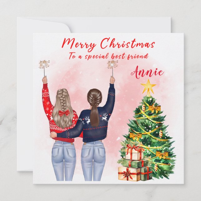 Personalisiert Best Friend Christmas Card Bestie Einladung (Vorderseite)