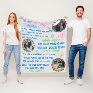 Personalisiert Best Friend Long Distance 3 Foto Fleecedecke