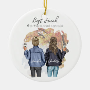 Personalisiert Best Friend Portrait - Herbstplatz Keramik Ornament