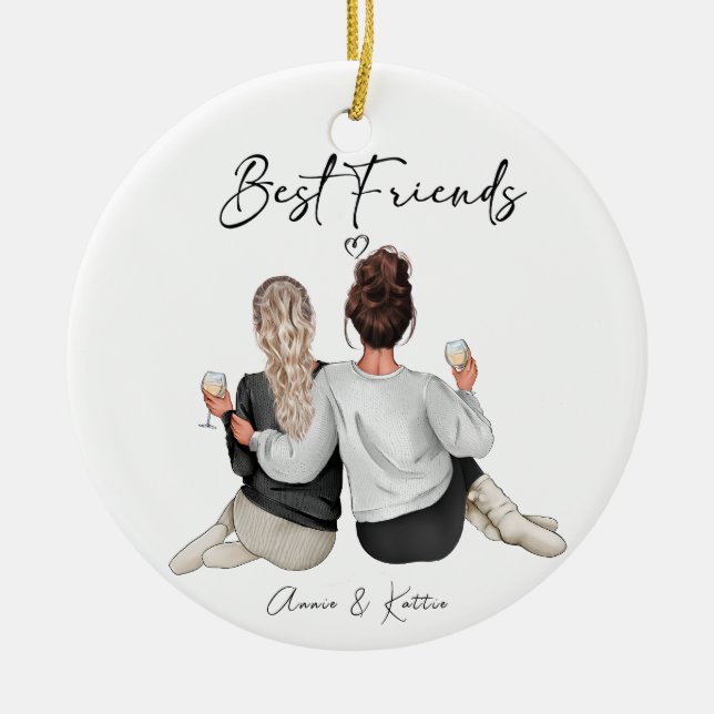 Personalisiert Best Friend Print, Best Friend Gift Keramik Ornament (Vorne)